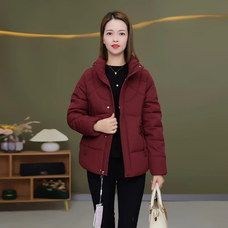 D012冬季上新中长款加厚休闲保暖棉衣外套减龄时尚中年大码棉服