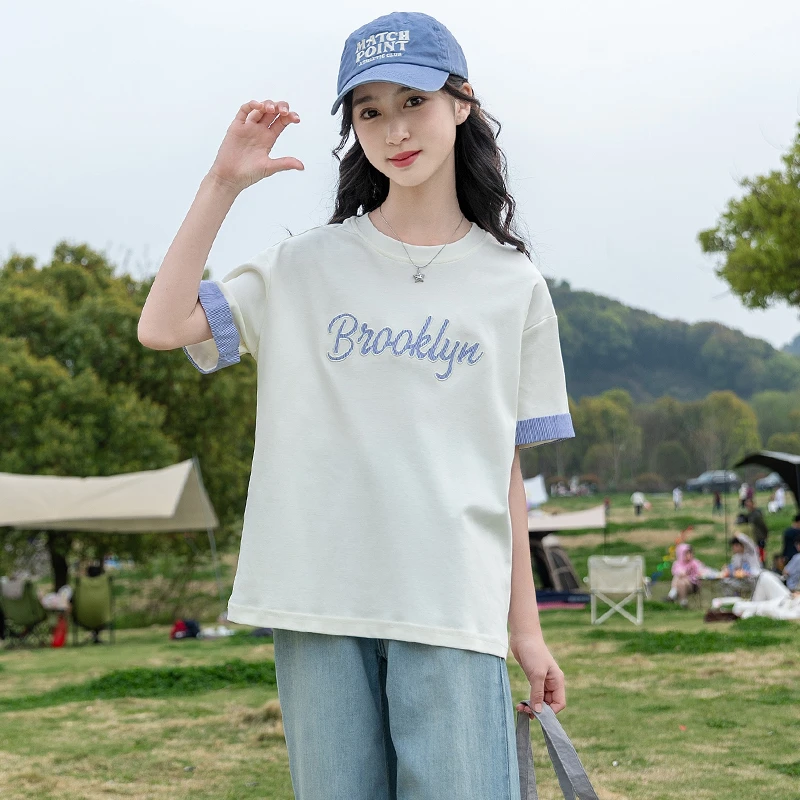 女童短袖t恤夏季2025新款夏装洋气女孩超好看独特女大童薄款上衣