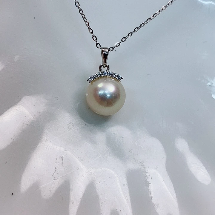 海水珍珠吊坠(不含链)银S925镶嵌10-11