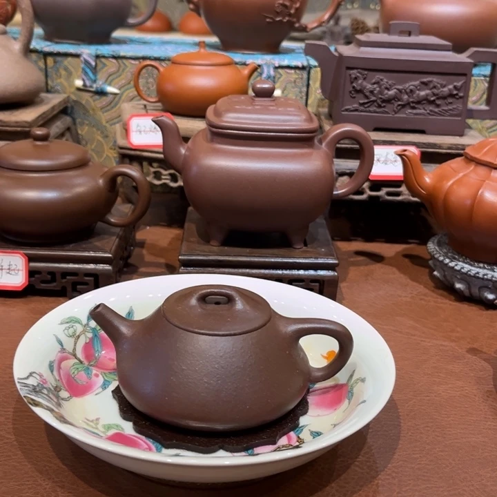 茶壶紫砂石瓢有点花泥一晒一晒一晒