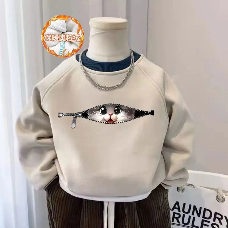 男女童2025新款春秋长袖加厚卫衣中大童韩版洋气休闲撞色儿童上衣