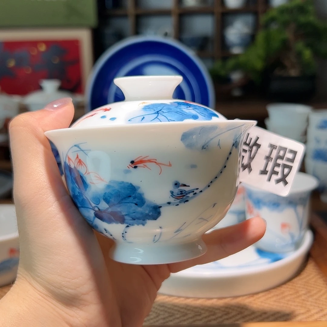 【闪购商品】微瑕 手绘 盖碗