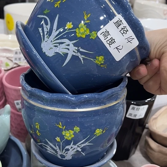 多肉绿植陶瓷花盆9.9包邮，有孔