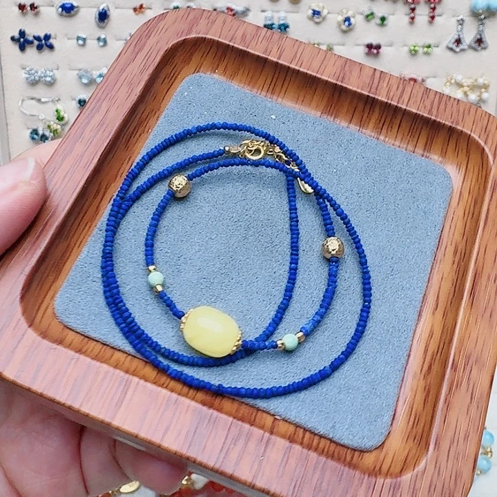 青金石颈饰银S925镶嵌吊坠