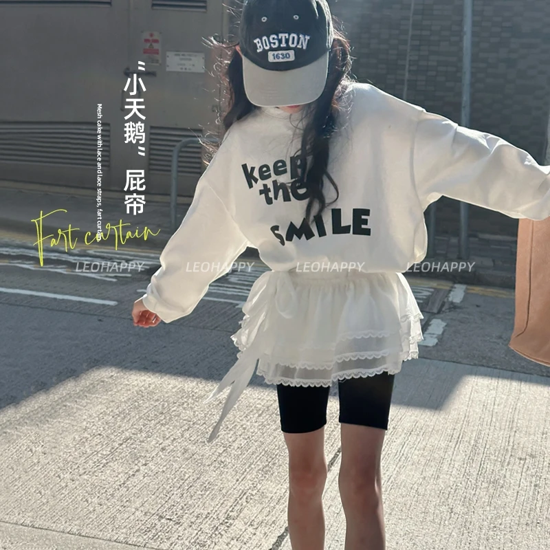 【小天鹅】网纱蛋糕摆蕾丝花边绑带屁帘