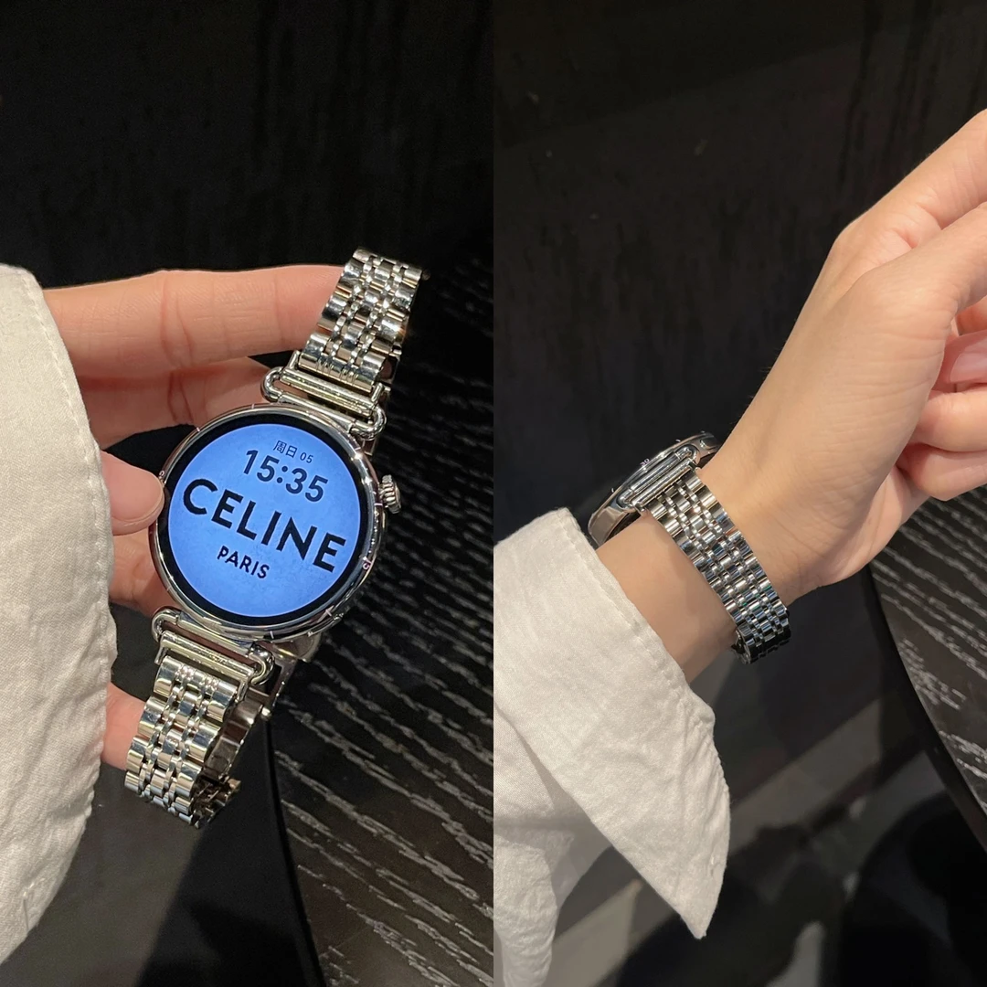 适用于华为手表gt6表带七珠金属钢带watchgt5高级感gt4不锈钢女生