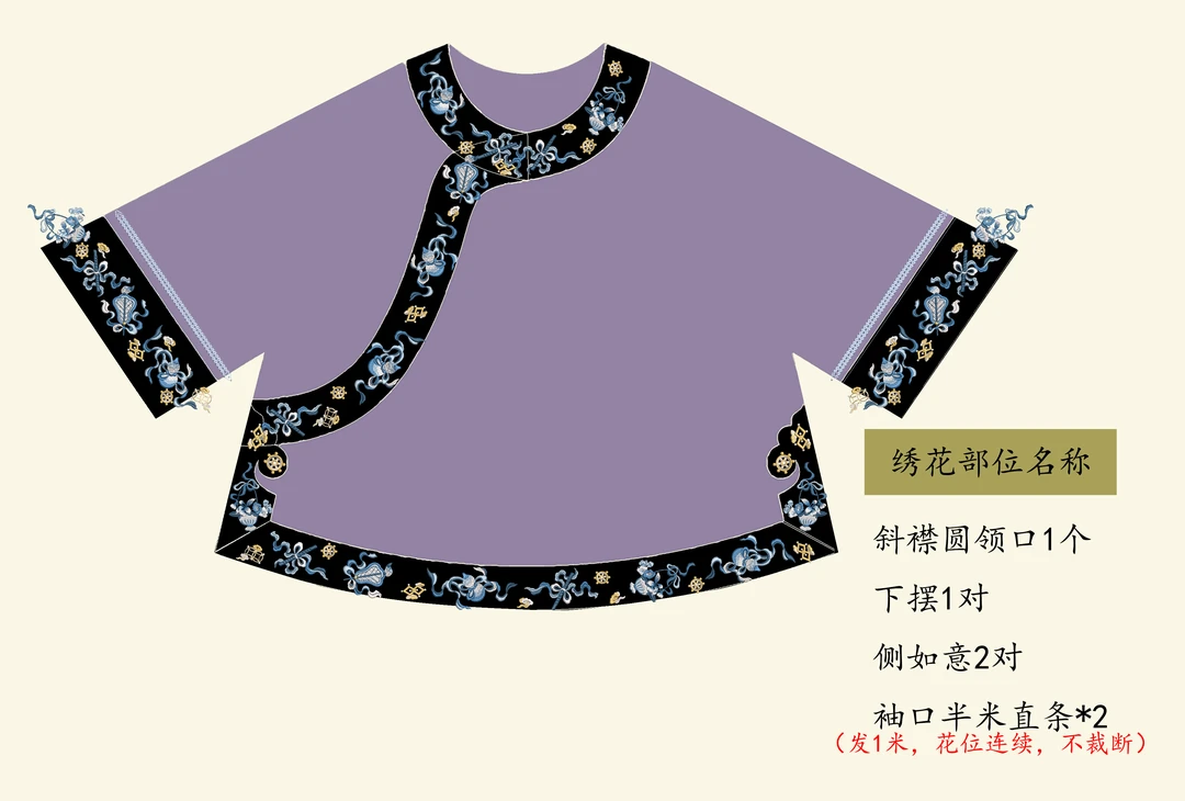 上衣女装绣花新中式吉祥八宝国风绣片布料做太太服绸缎面料