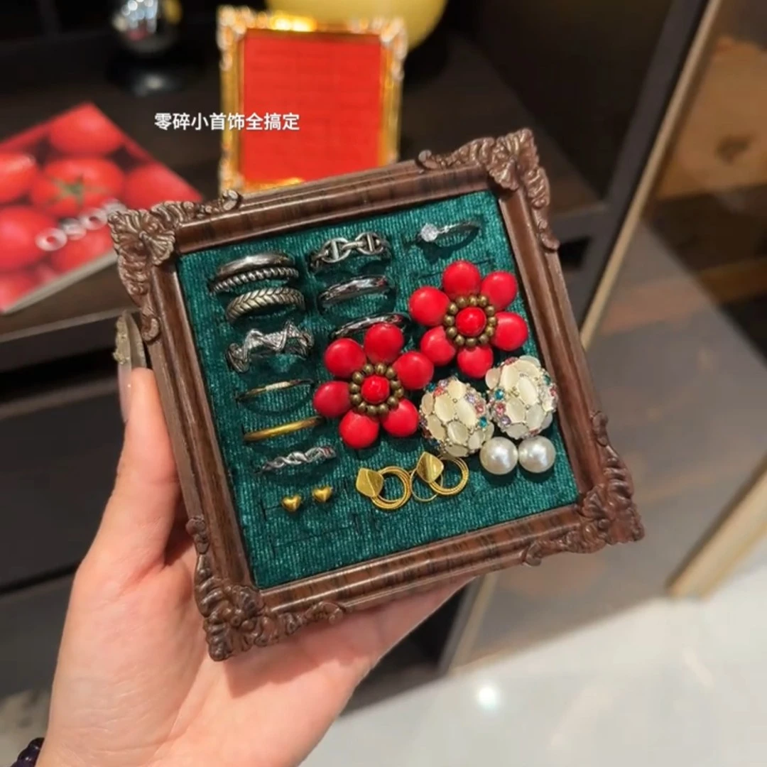 创意复古首饰展示架欧式相框戒子珠宝收纳盘梳妆台店铺陈列摆件