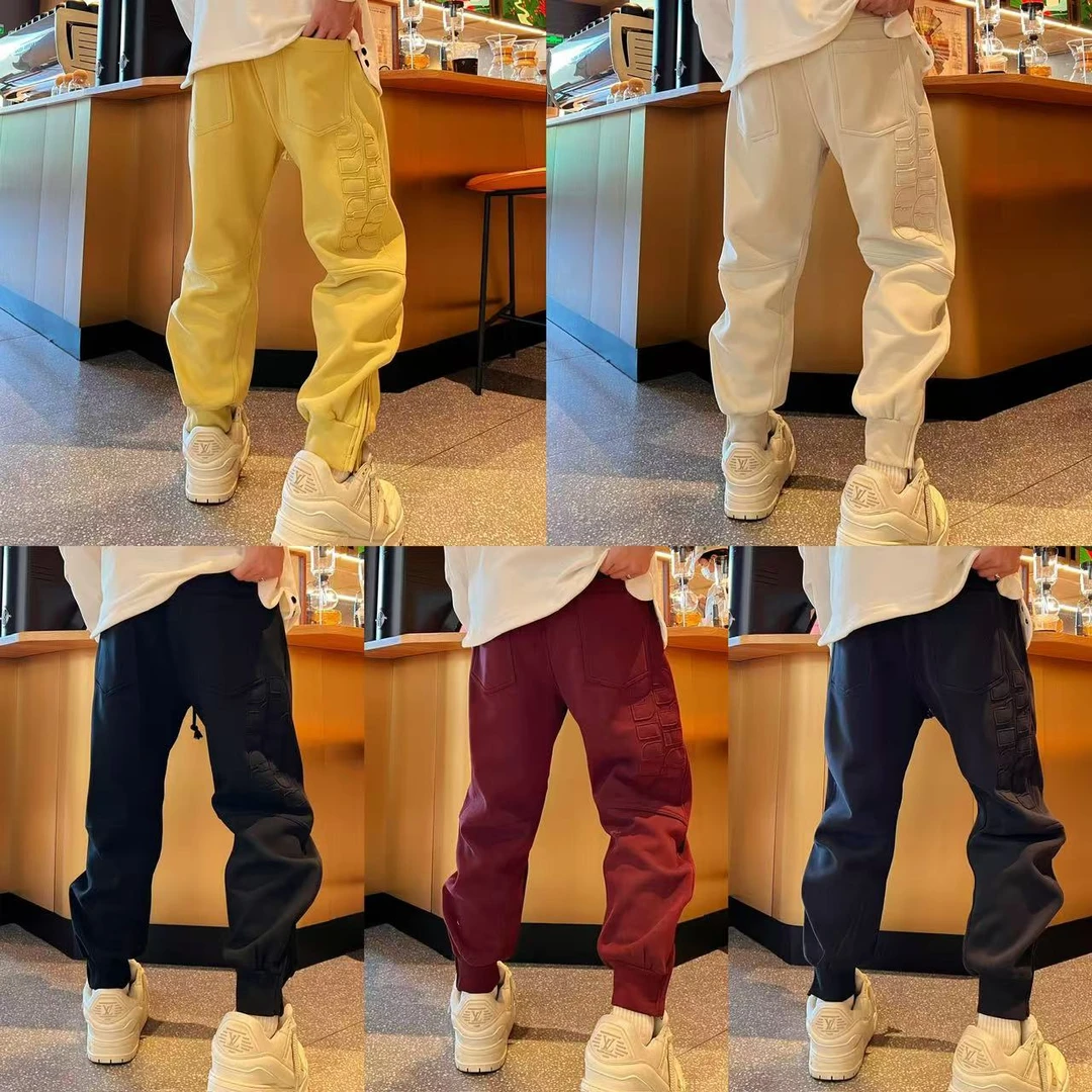 个性极简百搭舒适立体裁剪设计感男士冬季纯色宽松潮流加绒束脚裤