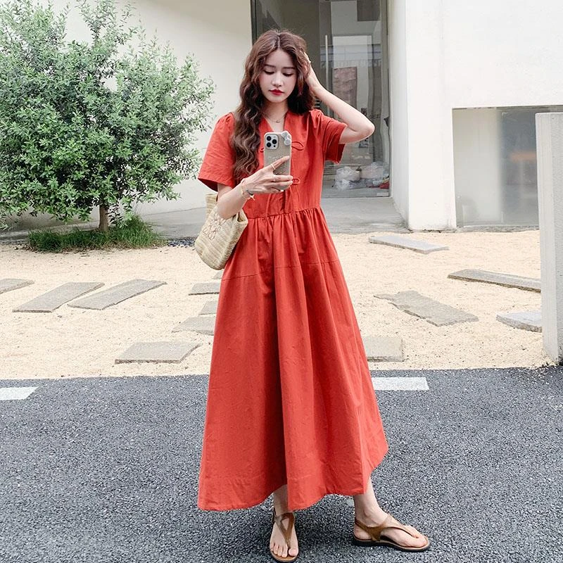 洋气炸街短袖系带连衣裙女2025夏季新款超好看气质收腰显瘦a字裙