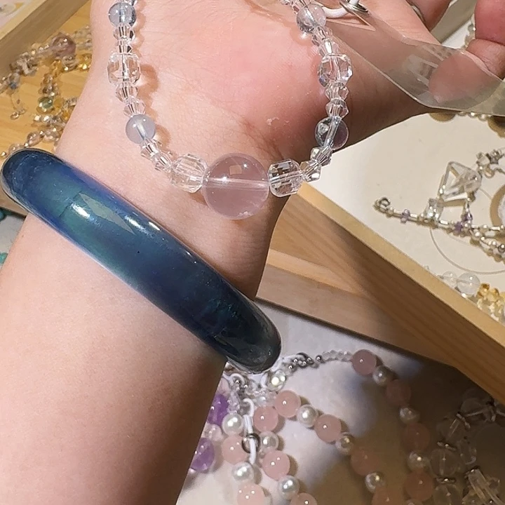 合金无手机链设计款海蓝白水粉水