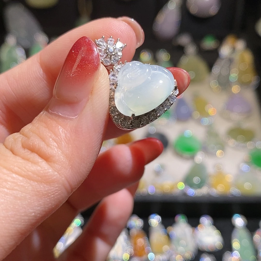 翡翠银S925镶嵌颈饰天然翡翠