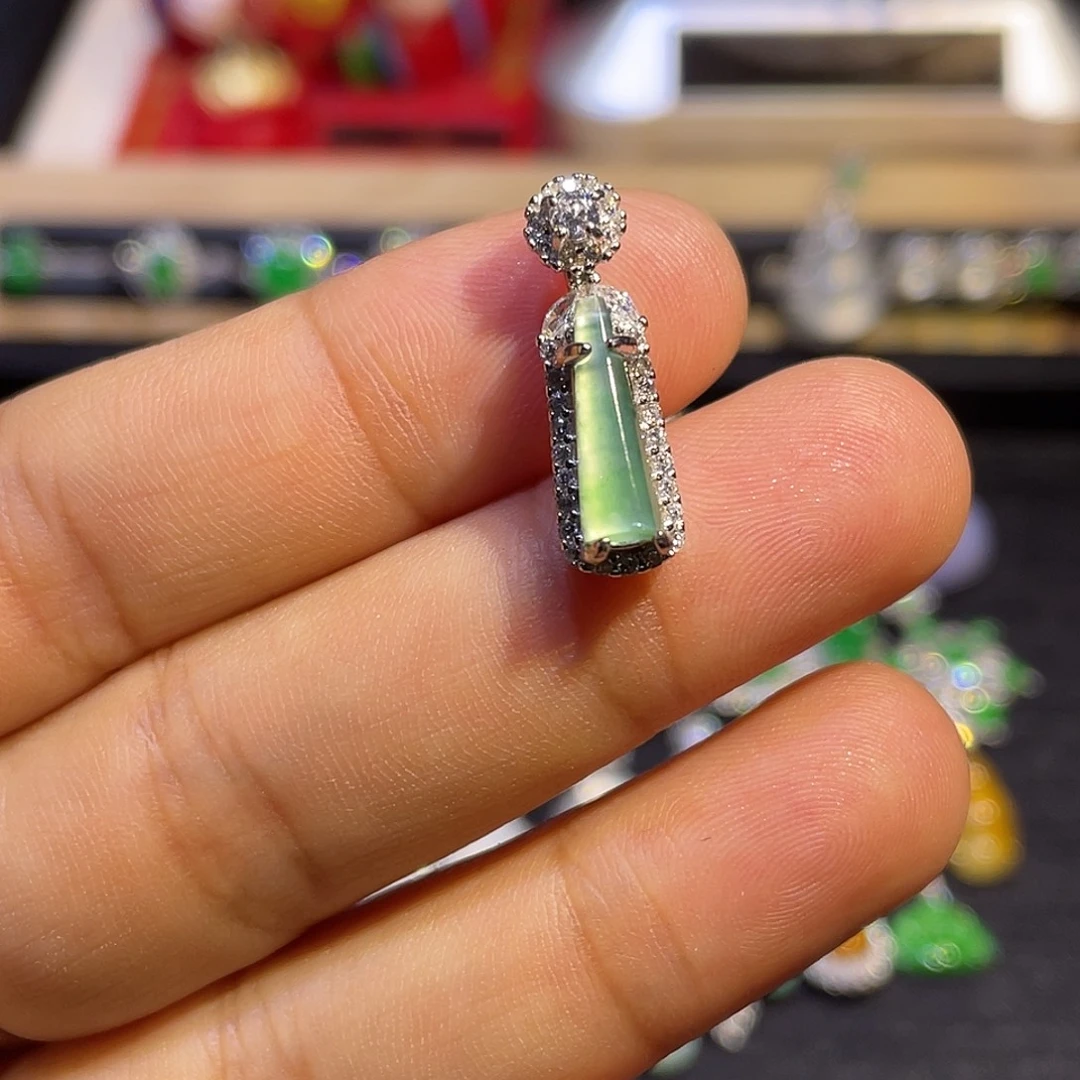 翡翠银S925镶嵌吊坠(不含链)