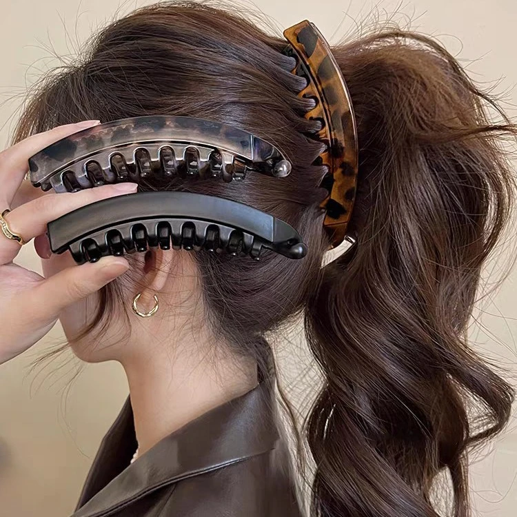 复古豹纹香蕉发夹女高级感马尾扭扭竖夹气质后脑勺显发量夹子头饰