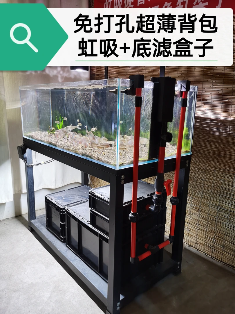 免打孔超薄虹吸背包虹吸底滤过滤盒干湿分离虹吸周转箱过滤