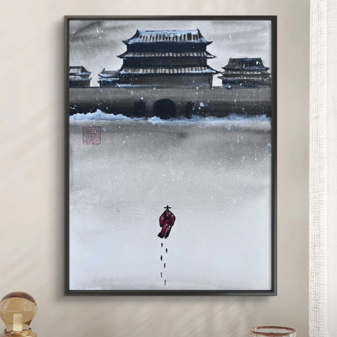 装饰挂画高清《张居正雪中独行》2款可选明朝那些事儿当年明月水墨