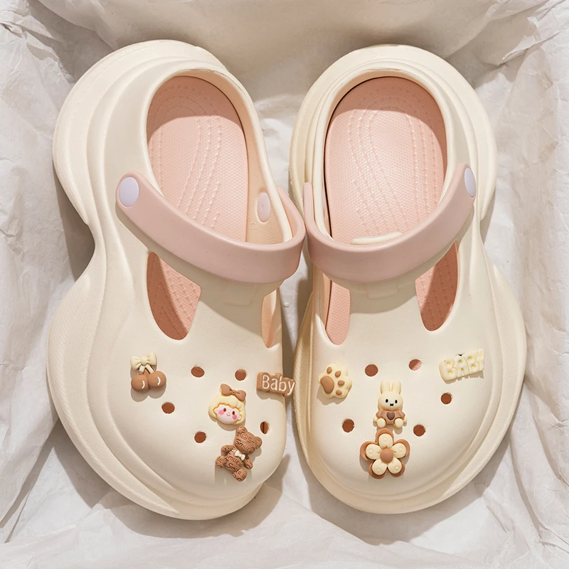 6.0cm增高防滑洞洞鞋女款2025新款夏季外穿踩屎感沙滩包头凉鞋