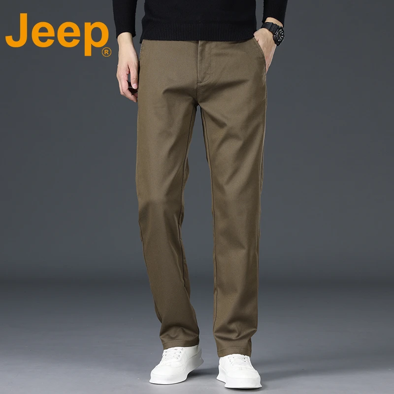 JEEP吉普休闲裤男正品高端莱赛尔男士直筒宽松弹力商务长裤子