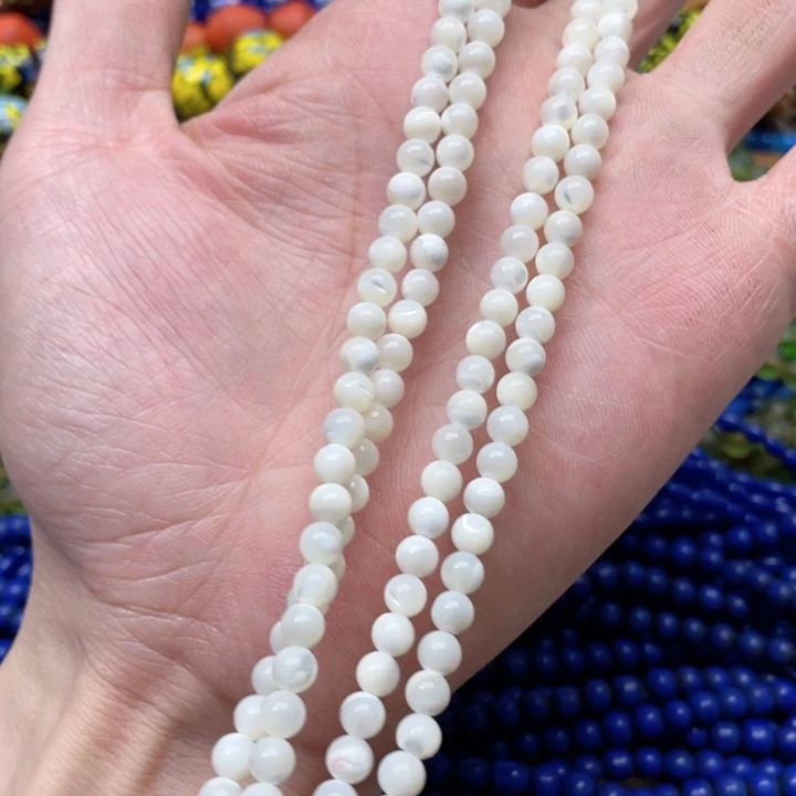 玛瑙/玉髓合金珠宝半成品一条5mm白蝶贝