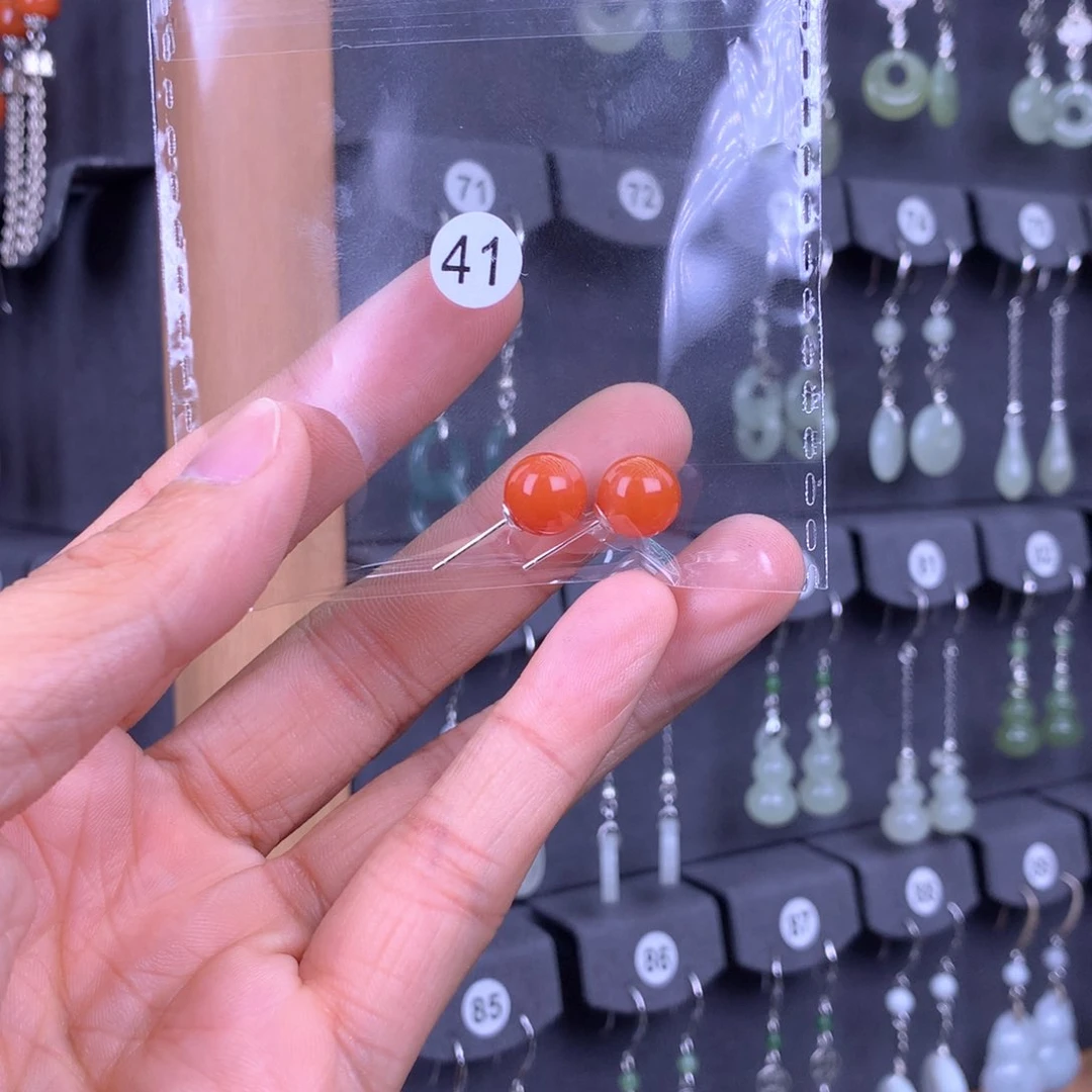 南红玛瑙耳饰银S925镶嵌静**花