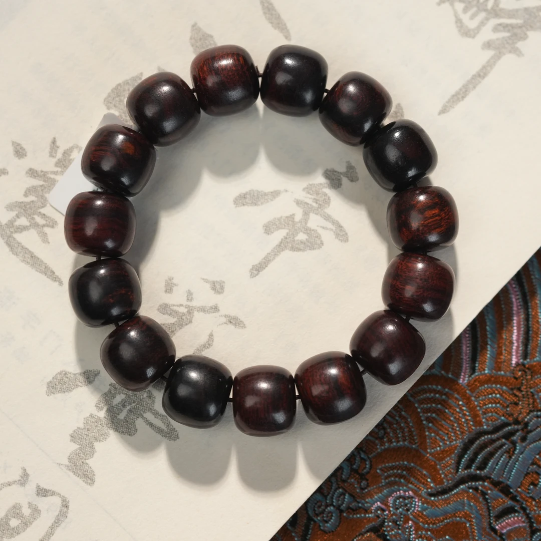 天然海南黄花梨14mm老型珠单圈手串【QJ0170400】