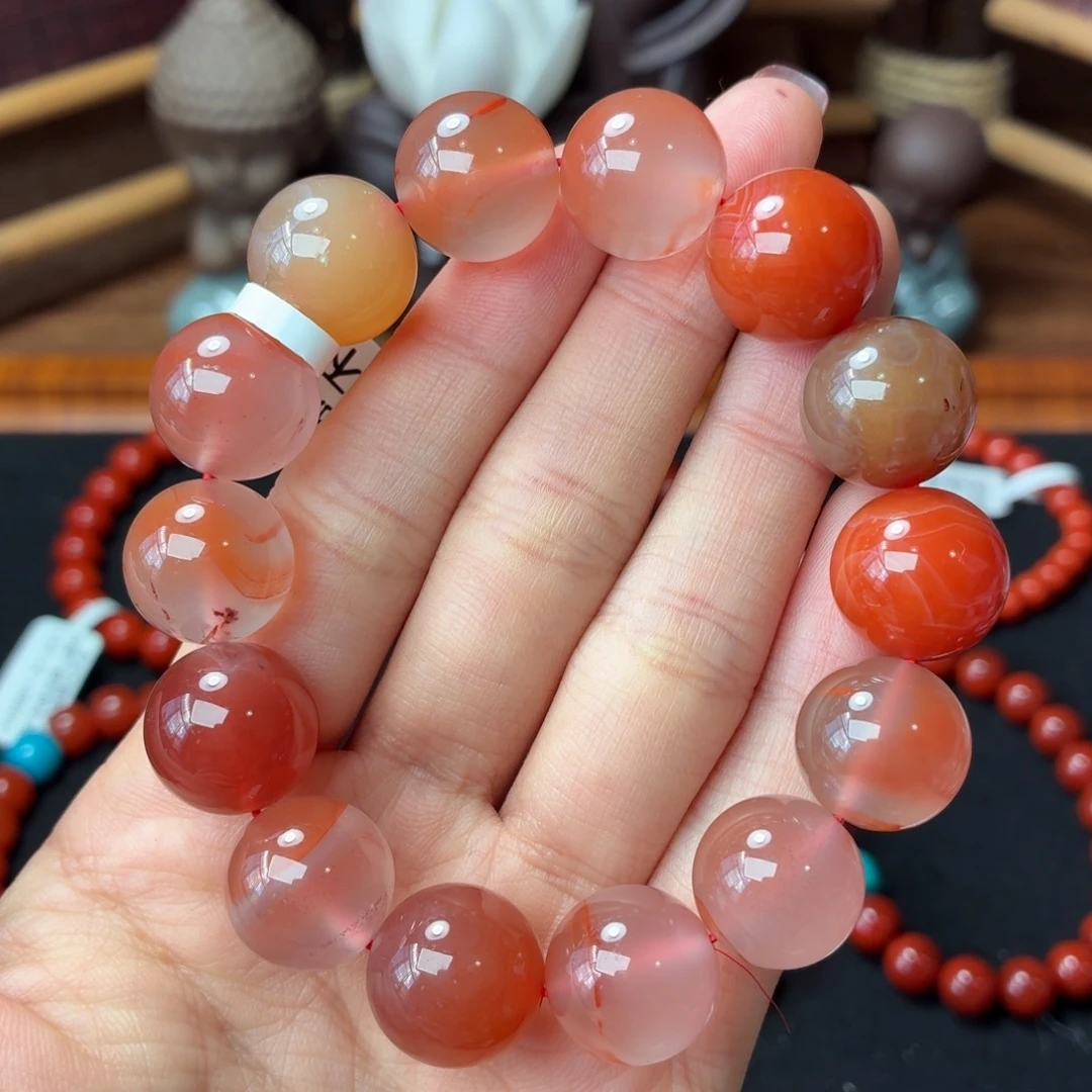 南红玛瑙未镶嵌手串保山原矿南红杨柳多宝卡14+