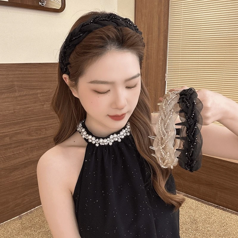 巴黎王妃发箍女2025年新款宽边麻花辫发捆带齿防滑高颅顶头箍发饰