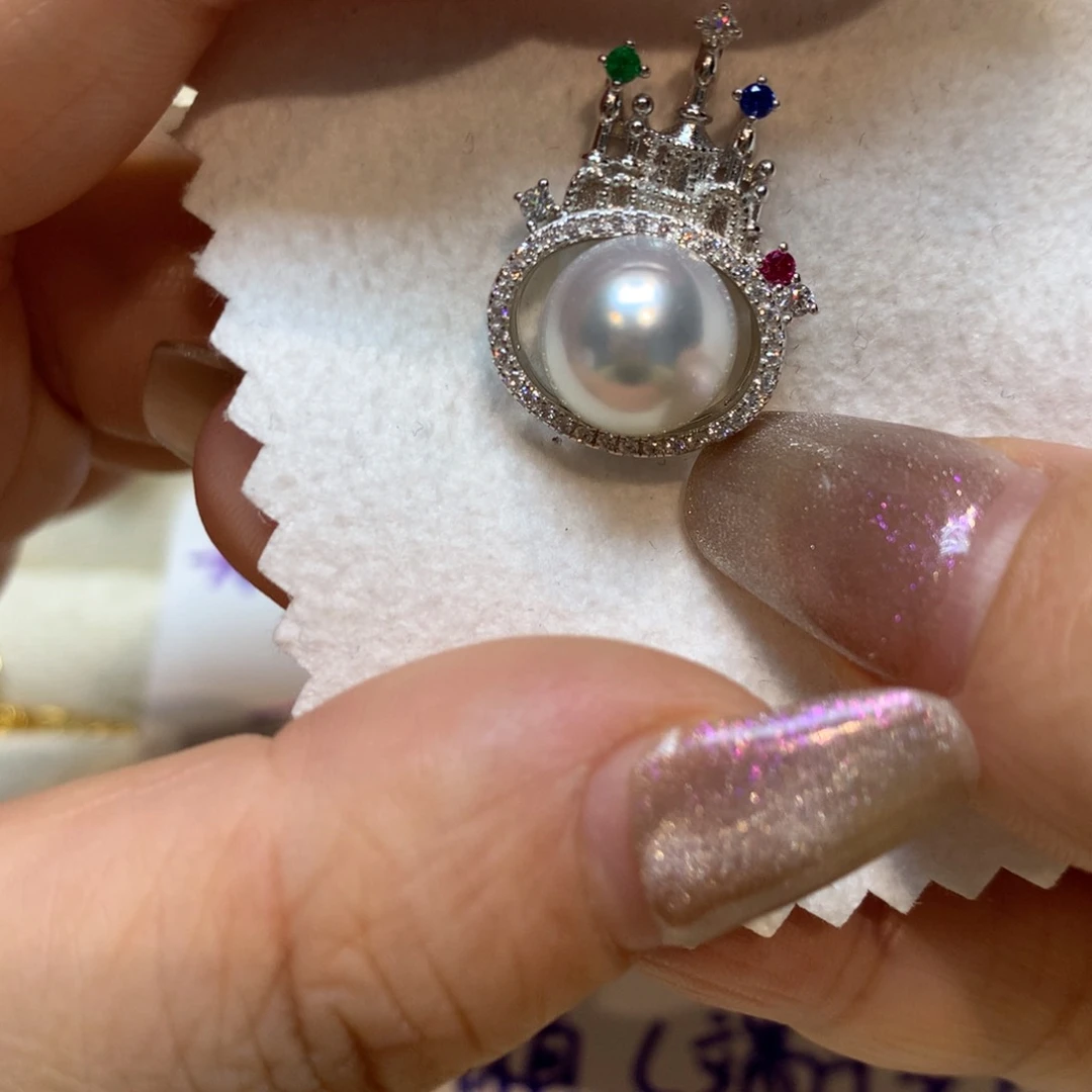 海水珍珠银S925镶嵌颈饰