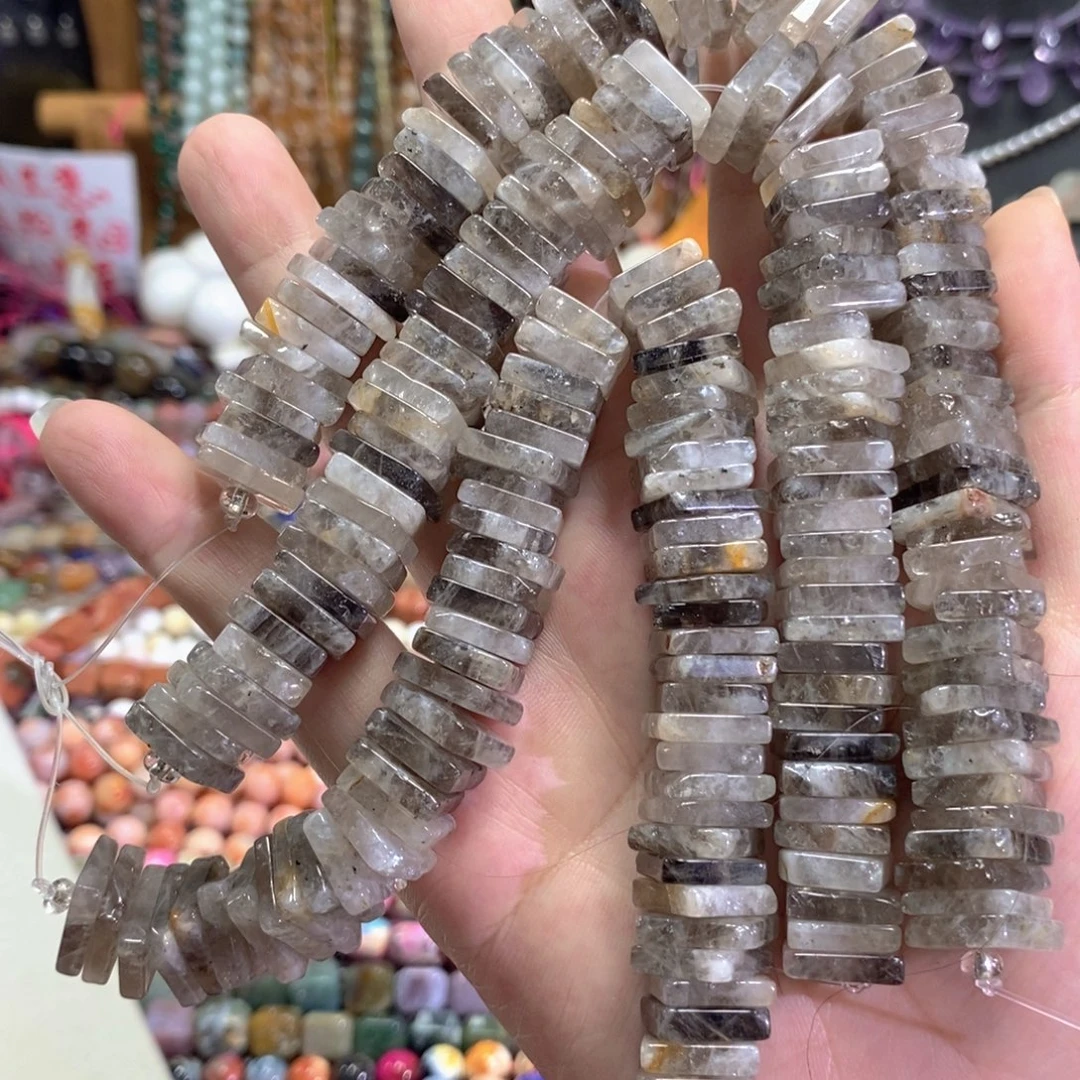 未镶嵌玛瑙/玉髓珠宝半成品茶晶方块隔片一条卡12mm