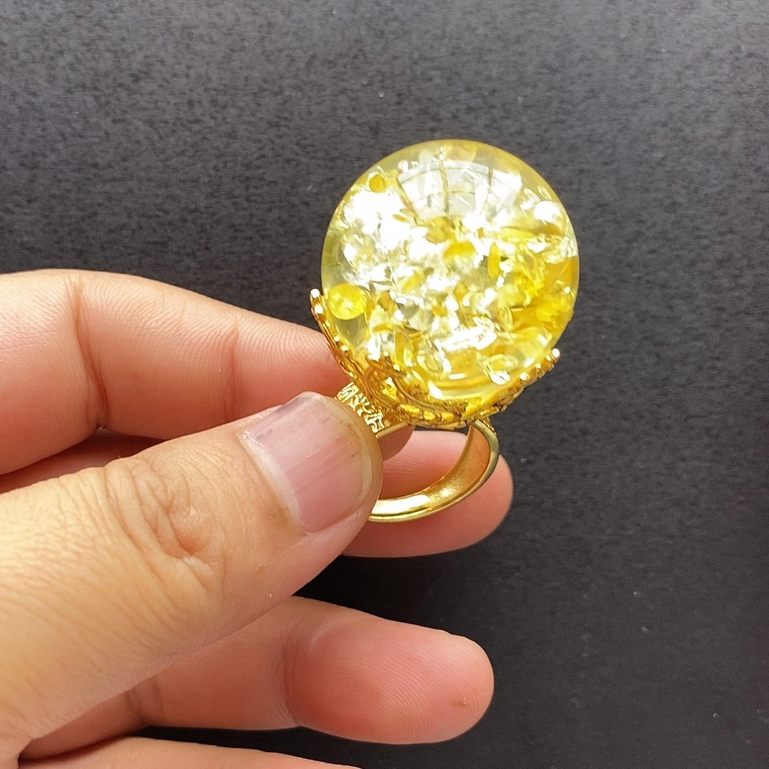 琥珀未镶嵌裸石戒指