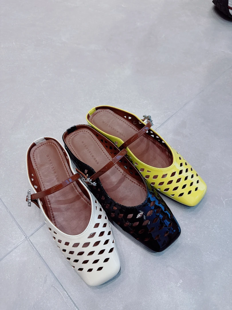 「雯姐家」2025 新款复古镂空玛丽珍半拖鞋女夏外穿鞋拖