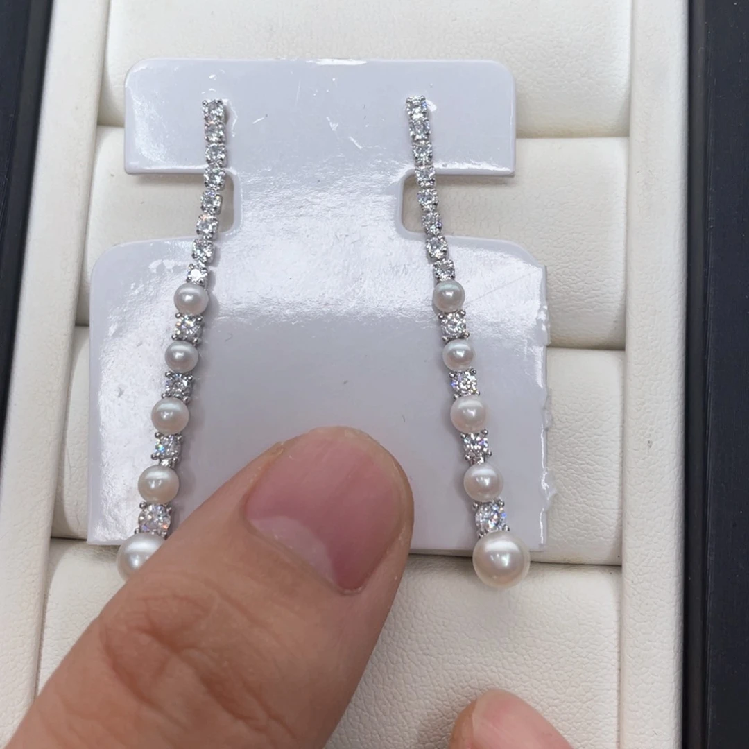 银S925镶嵌耳饰淡水珍珠
