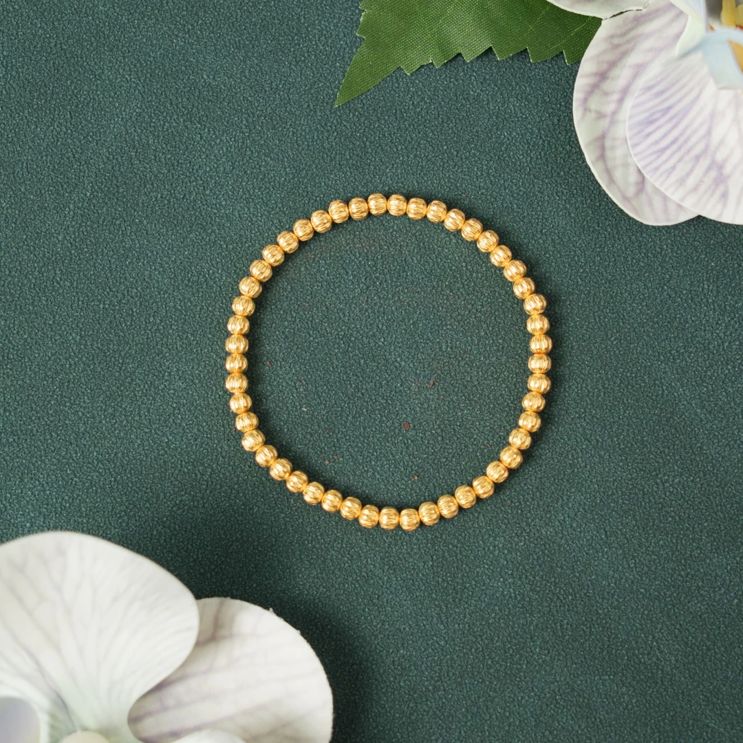 汕溏珠宝黄金足金素金古法串珠手链卡3.7 核桃手链 工52