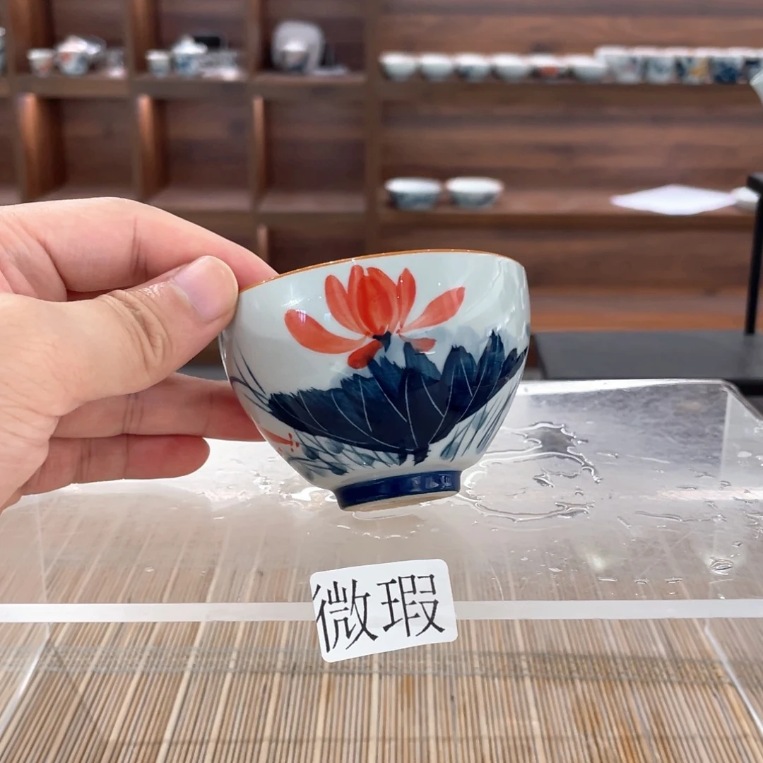 釉下手绘茶具微瑕