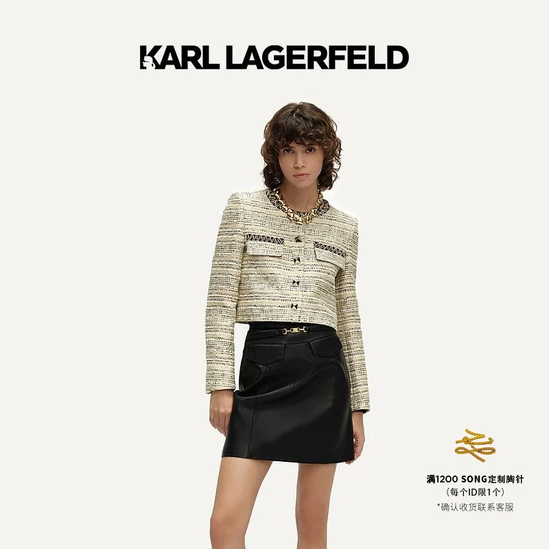 【欧若风】KARL LAGERFELD卡尔拉格斐花呢直身香风外套E41W1524