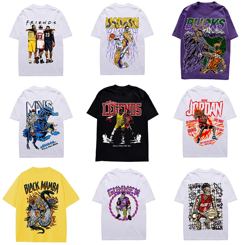 【按编号拍】美式复古篮球重磅纯棉T恤