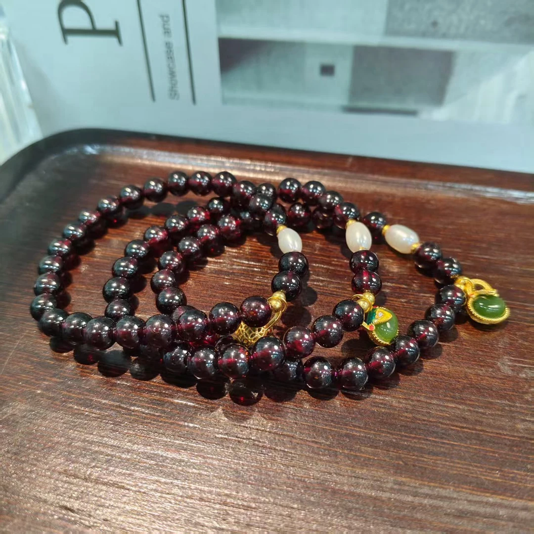 【书记甄选】天然石榴石刻面单圈手链 约6mm 多样性发一件 YS1683