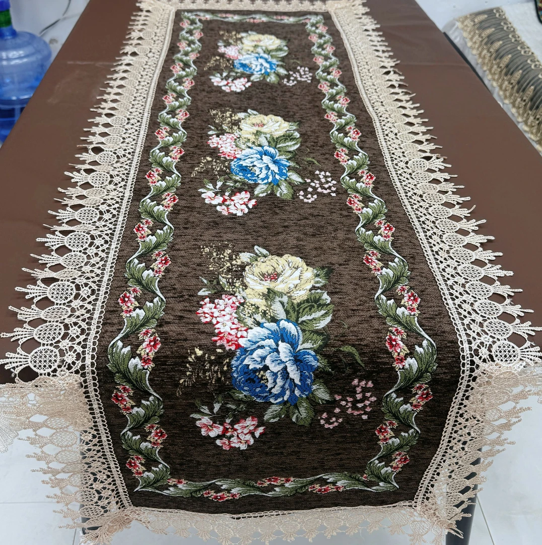 尺寸50*140含花边雪尼尔雕花斗柜鞋柜桌旗万能盖巾