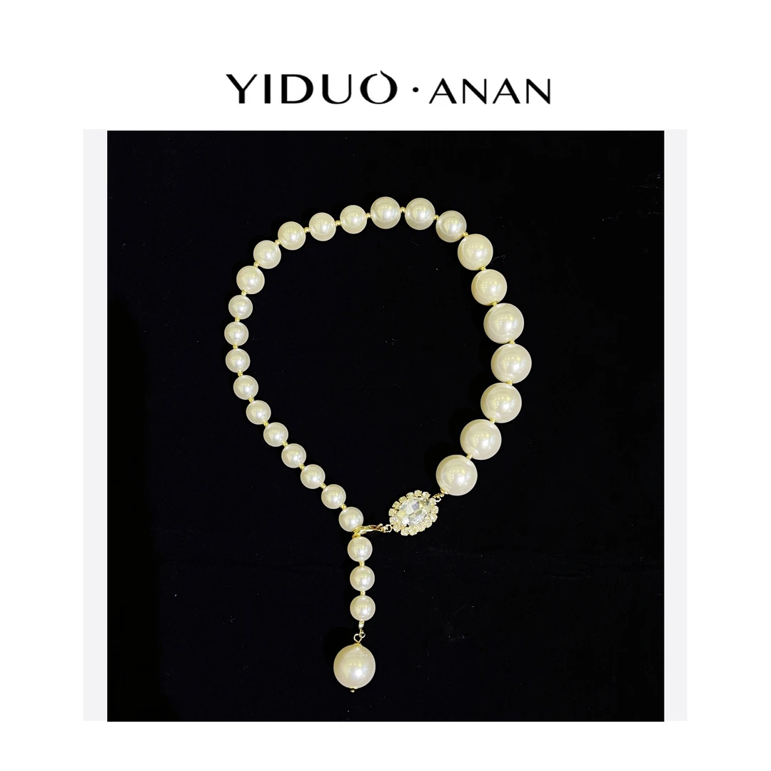 非金属仿珍珠项链 Yi·Duo 欧美复古赫本风珍珠颈链