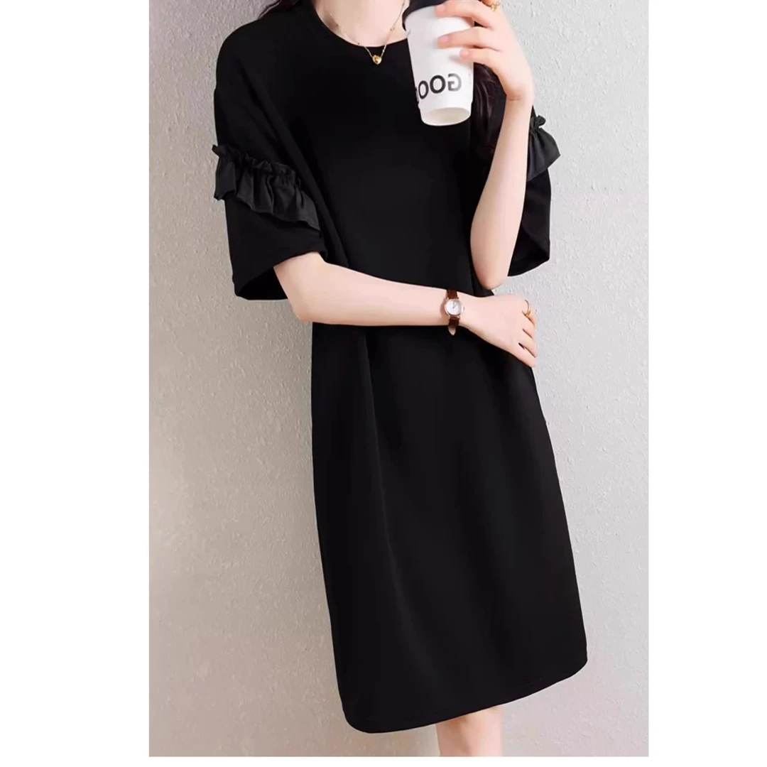 时尚高端气质夏季2025新款女装简约宽松显瘦休闲高级感短袖连衣裙