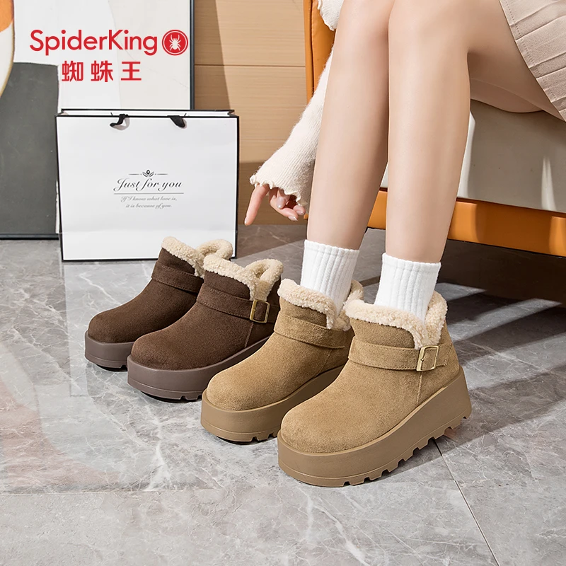 蜘蛛王雪地靴女2025冬季新款女鞋加绒高帮勃肯鞋厚底保暖棉鞋短靴