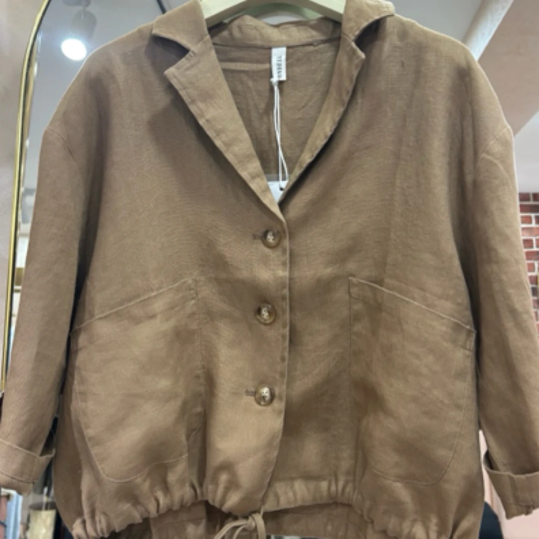 女士双色亚麻半裙套装2757