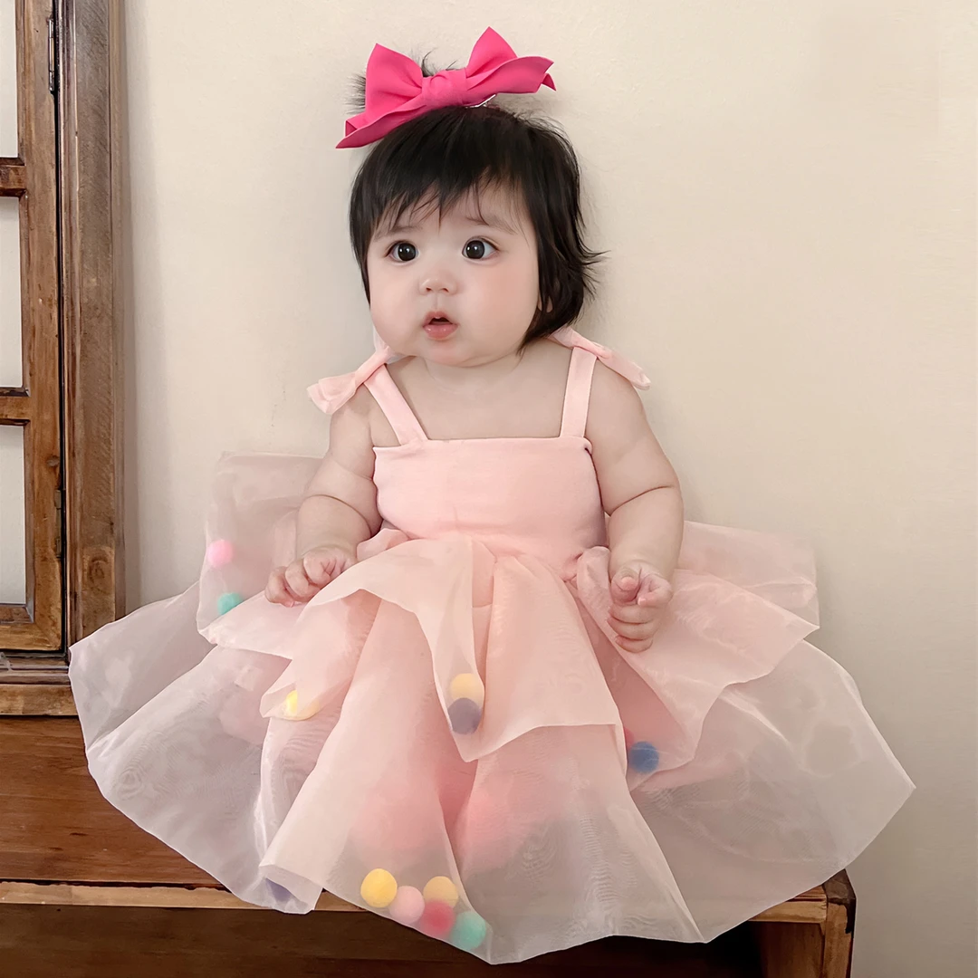 女童夏季连衣裙宝宝周岁生日公主裙礼服百天婴儿衣服无袖吊带裙子