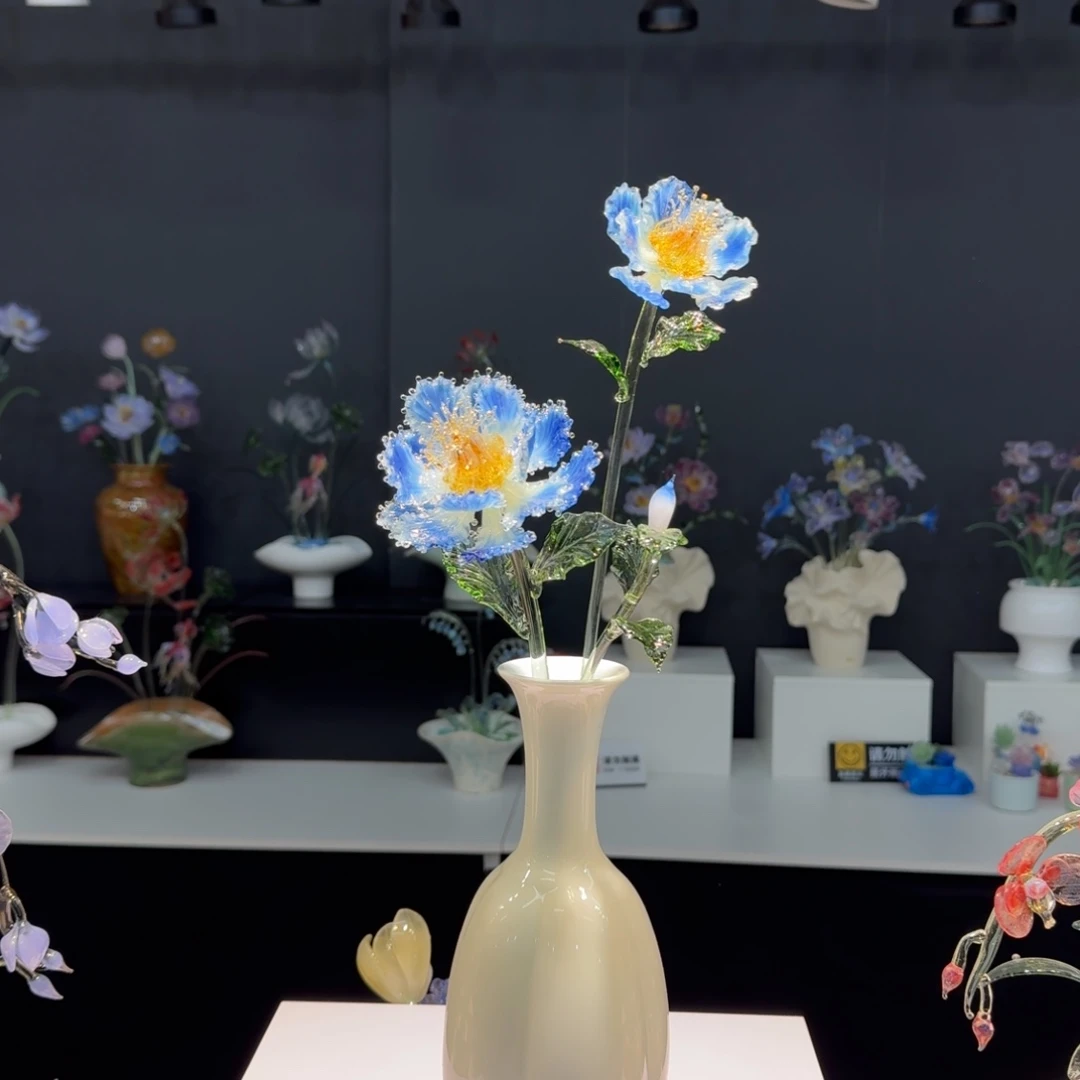 手工艺品琉璃蓝牡丹05