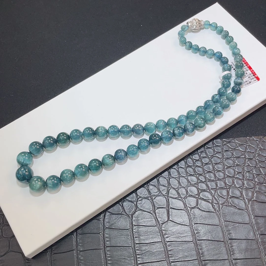 碧玺猫眼项链18K金镶嵌 蓝色塔链