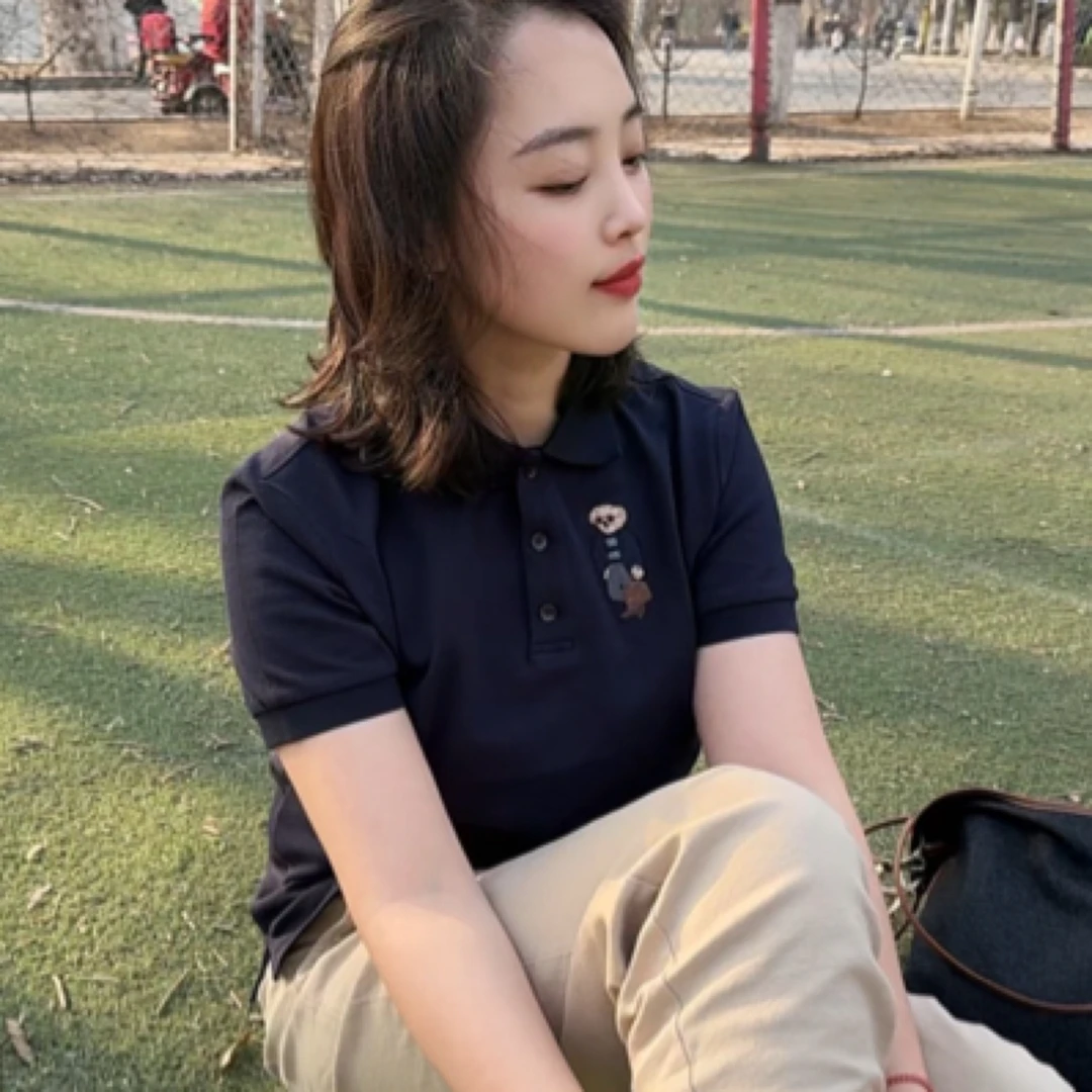 菲玛25年春夏刺绣小熊polo半袖防晒衣大码胖mm
