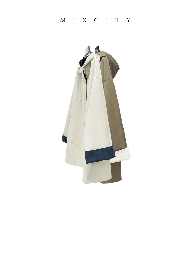 【亚楠本楠】人手一件◆宋佳同款宽松廓形抽绳连帽风衣外套8466