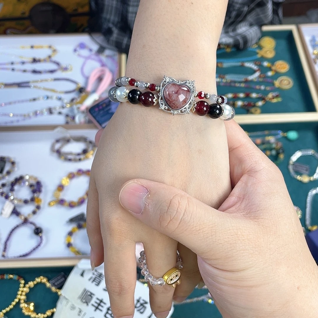 水晶手链银S925镀金镶嵌