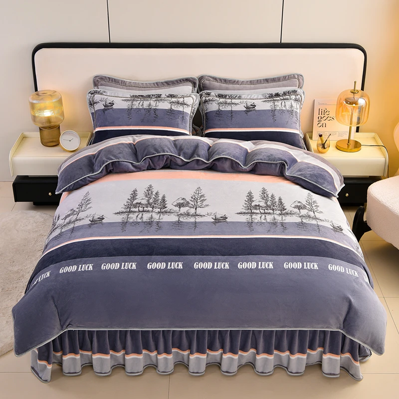 秋冬保暖双面绒牛奶绒四件套法莱绒珊瑚绒宿舍绒被亲肤加绒加厚