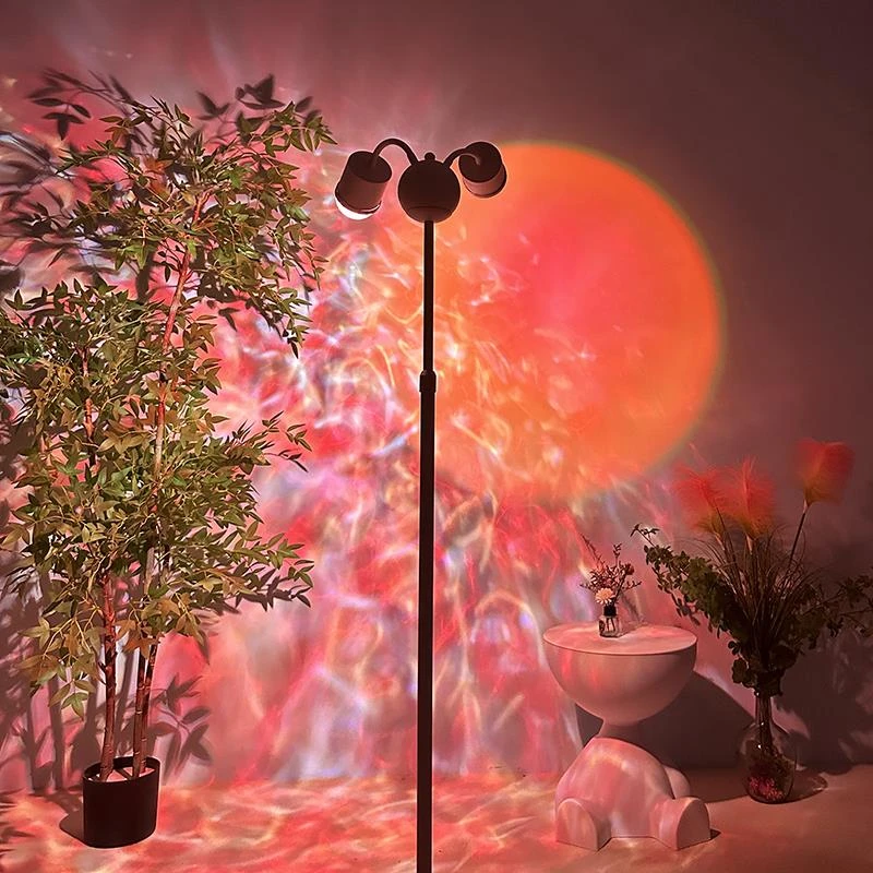 双头水波纹氛围灯网红客厅卧室氛围灯直播间背景氛围夕阳落地灯